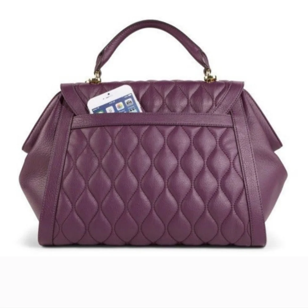 Vera Bradley Quilted Leather Stella Satchel Crossbody Aubergine - Eggplant EUC